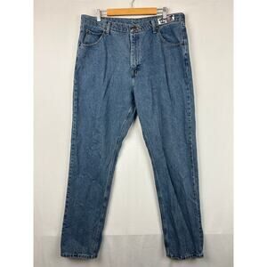 Wrangler Relaxed Fit Blue Denim Straight Leg Jeans Men's Size 38x36